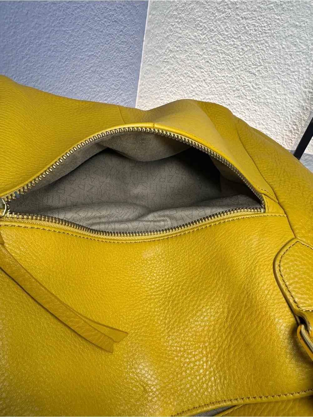 Isaac Mizrahi Leather Satchel Dijon Yellow Boho Crossbody Shoulder Bag